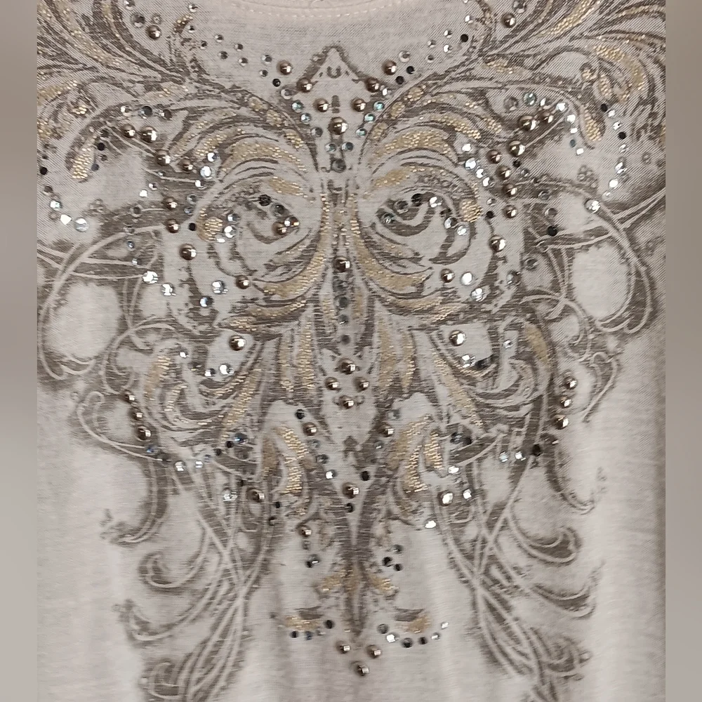 MISS ME Ladies beaded lace top. Medium - Picture 3 of 5